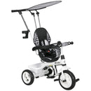 HOMCOM 6 In 1 White Kids Tricycle W/ Removable Handle For 1.5+ Year