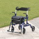 HOMCOM 2 in 1 Wheelchair & Folding Rollator Walker Combo, Pearl Blue