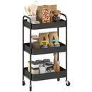 HOMCOM 3 Tier Rolling Utility Cart with 3 Mesh Basket