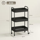 HOMCOM 3 Tier Rolling Utility Cart with 3 Mesh Basket