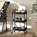 HOMCOM 3 Tier Rolling Utility Cart with 3 Mesh Basket