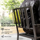 Outsunny 2 PCs Stackable Outdoor Garden Chairs with Metal Slatted Design, Black