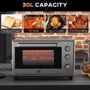 HOMCOM 30L Mini Oven With Adjustable Temperature, 60 Min Time 1600W, Silver