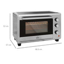 HOMCOM 30L Mini Oven With Adjustable Temperature, 60 Min Time 1600W, Silver