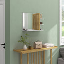 HOMCOM Bathroom Mirror Wall Mount Vanity Mirror with 4 Storage Shelves, White