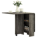 HOMCOM Mobile Drop Leaf Dining Table Folding Desk W/ 2 Wheels Storage Shelves