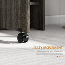 HOMCOM Mobile Drop Leaf Dining Table Folding Desk W/ 2 Wheels Storage Shelves