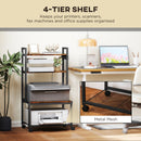 HOMCOM 4-Tier Mobile Printer Stand with Power Outlets for Home Office