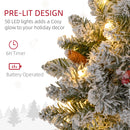 HOMCOM 60cm Flocked Christmas Wreath with Lights Pine Cones Red Berries Green