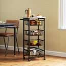 HOMCOM 4-Tier Kitchen Island on Wheels with 4 Pull-Out Baskets, Light Grey
