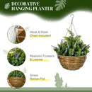 Outsunny 2 PCs Artificial Lisianthus Flower Hanging Planter Basket Purple