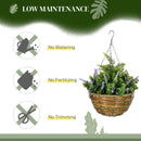 Outsunny 2 PCs Artificial Lisianthus Flower Hanging Planter Basket Purple