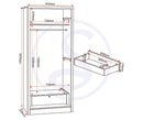 LISBON 2 DOOR WARDROBE - BLACK WOOD GRAIN