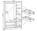 LISBON 3 DOOR MIRRORED WARDROBE - BLACK WOOD GRAIN