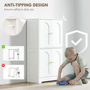 HOMCOM 110cm Kitchen Cupboard With 4 Arched Doors And 2 Adjustable Shelves