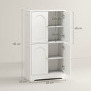 HOMCOM 110cm Kitchen Cupboard With 4 Arched Doors And 2 Adjustable Shelves