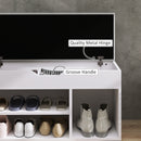 HOMCOM Sit-On Shoe Storage Unit W/ Hidden Compartment Handles
