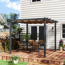Outsunny 3 x 4m Aluminium Pergola with Retractable Roof, Garden Gazebo Khaki