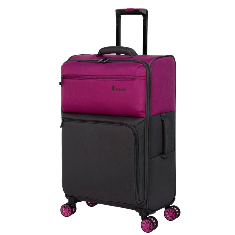 IT Luggage Duo-Tone Fuchsia & Magneta 8 Wheel Suitcase