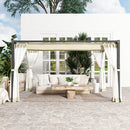 Outsunny Pergola with Retractable Roof and Netting - Khaki