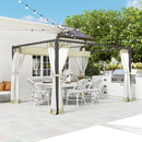 Outsunny Pergola with Retractable Roof and Netting - Khaki