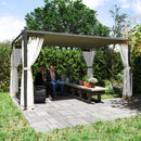 Outsunny Pergola with Retractable Roof and Netting - Khaki