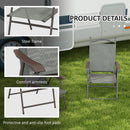 Outsunny Folding Chairs Set W/ Armrest, Breathable Mesh Fabric Seat - Grey/Brown