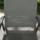 Outsunny Folding Chairs Set W/ Armrest, Breathable Mesh Fabric Seat - Grey/Brown