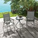 Outsunny Folding Chairs Set W/ Armrest, Breathable Mesh Fabric Seat - Grey/Brown