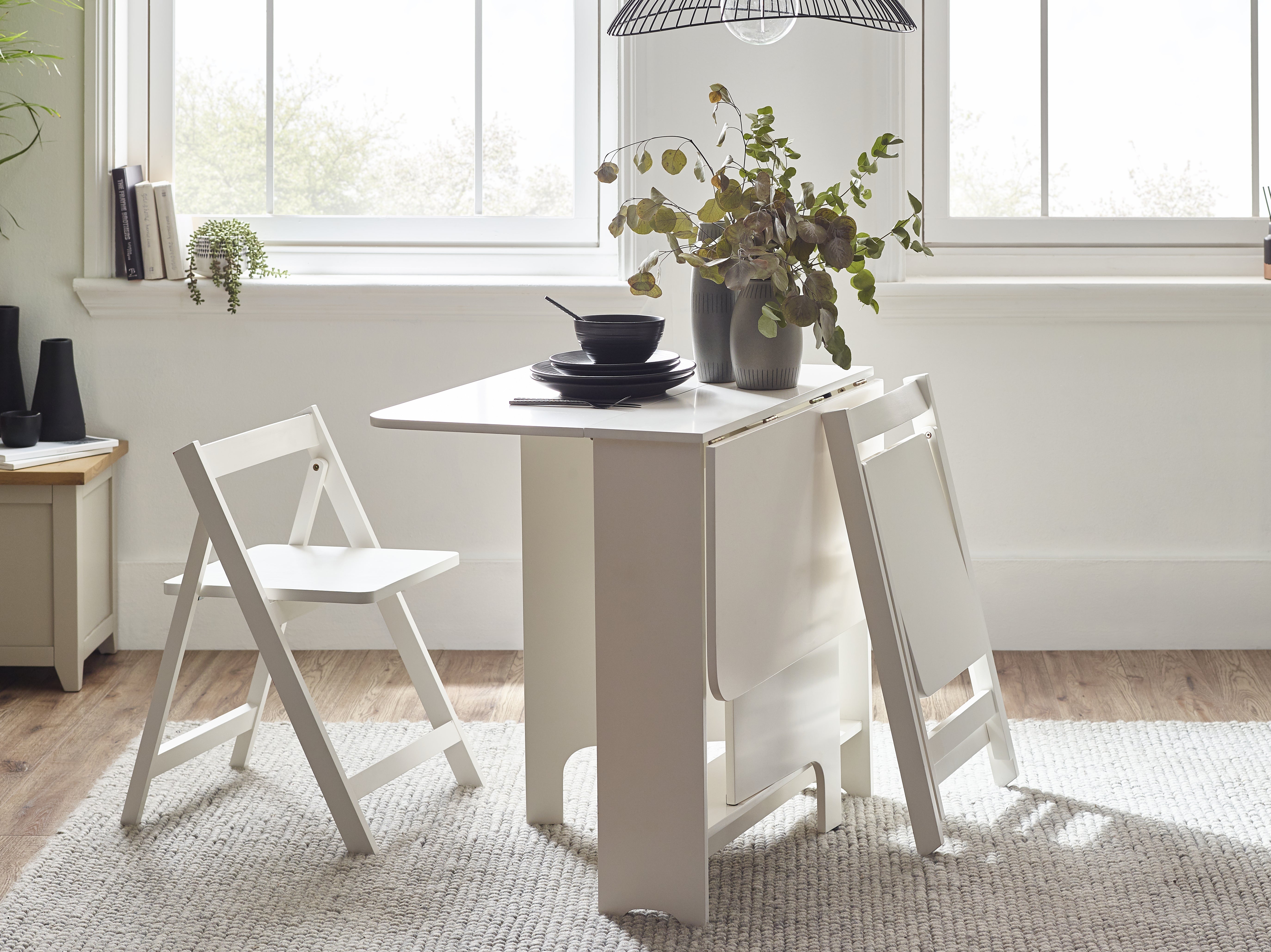 Loxley Small Gateleg Table With 2 Chairs - White