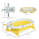 HOMCOM Baby Bath Tub Collapsible with Cushion - Yellow