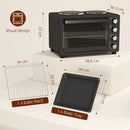 HOMCOM 28L Countertop Toaster Oven With 2 Hot Plates, Grill, Roast, Bake