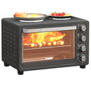 HOMCOM 28L Countertop Toaster Oven With 2 Hot Plates, Grill, Roast, Bake