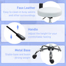 HOMCOM Rolling Stool With Backrest, Wheels, Faux Leather Salon Chair