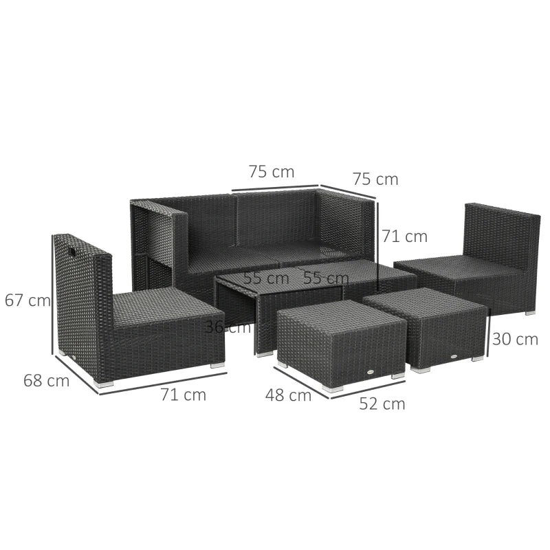 Outsunny  Rattan 8pc Sofa  set -  Black