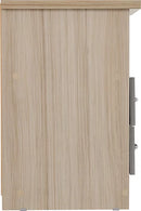 NEVADA 2 DRAWER BEDSIDE - GREY GLOSS/LIGHT OAK EFFECT VENEER