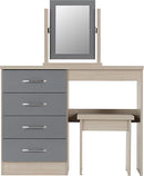 NEVADA DRESSING TABLE SET - GREY GLOSS/LIGHT OAK EFFECT VENEER