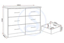 NEVADA 6 DRAWER CHEST - WHITE GLOSS
