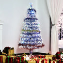 HOMCOM Artificial Fibre Optic Christmas Tree with Star Topper 6ft - White