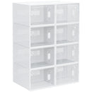 HOMCOM 8PCS Stackable  Plastic Shoe Storage Box for UK/EU