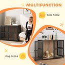 PawHut Dog Crate Furniture with Anti-Chew Resistant Mesh for Dogs - Walnut Brown