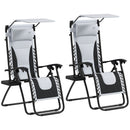 Outsunny 2 Pcs Zero Gravity Lounger Chair, Folding Reclining Chair