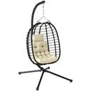 Outsunny Rattan Hanging Egg Chair w/ Stand, Cushion, Headrest
