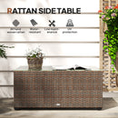 Outsunny Outdoor Coffee Table, Glass Top Rattan Side Table