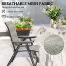 Outsunny 2PCS Folding Chair w/ Breathable Mesh Fabric Seat, Black and Grey