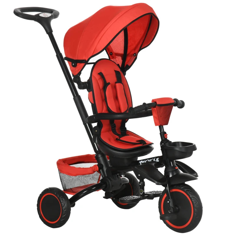 HOMCOM Baby Tricycle 7in1 Stroller with Handle Red