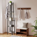 HOMCOM Industrial Coat Stand with 4 Storage Shelves and 8 Hooks
