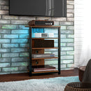 HOMCOM TV Stand with Lights, 4-Tier Storage Shelves for TVs up to 29"