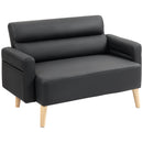 HOMCOM 2 Seater Sofa Settee, Modern Faux Leather Couch with Wood Legs
