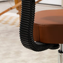 HOMCOM Adjustable Swivel Salon Chair Padded Seat Back 5 Wheels Brown